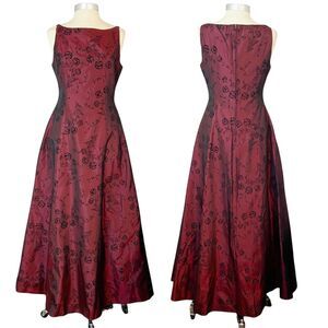 Be Smart Y2K Red Black Floral‎ Long Formal Dress Size M 9/10 Vampy Whimsigoth